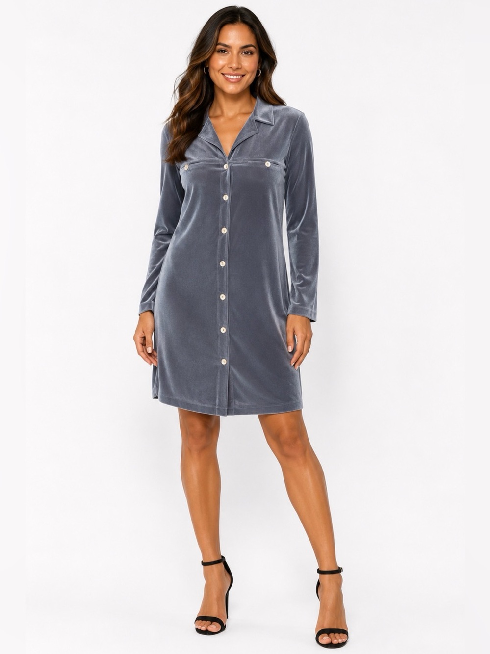 Vintage Positive Influence Gray Jacket Dress 16 MOP Buttons Structured Style